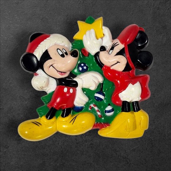 Vintage 1995 Disney Mickey & Minnie Mouse Christmas Magnet Holiday Tree Decor - Picture 1 of 5